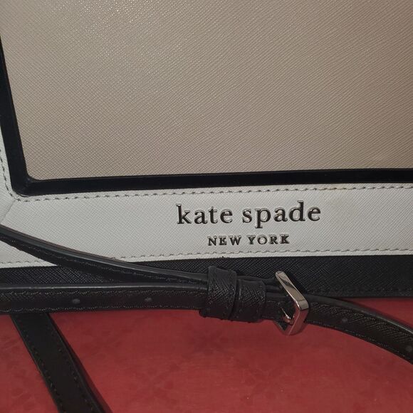 Kate Spade Cameron Crossbody Spectator Beige Cream Black 9 X 6.5 Inch Designer - Picture 16 of 16